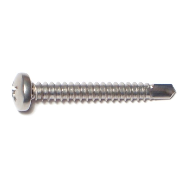 Midwest Fastener Self-Drilling Screw, #10 x 1-1/2 in, Stainless Steel Pan Head Phillips Drive, 50 PK 53688